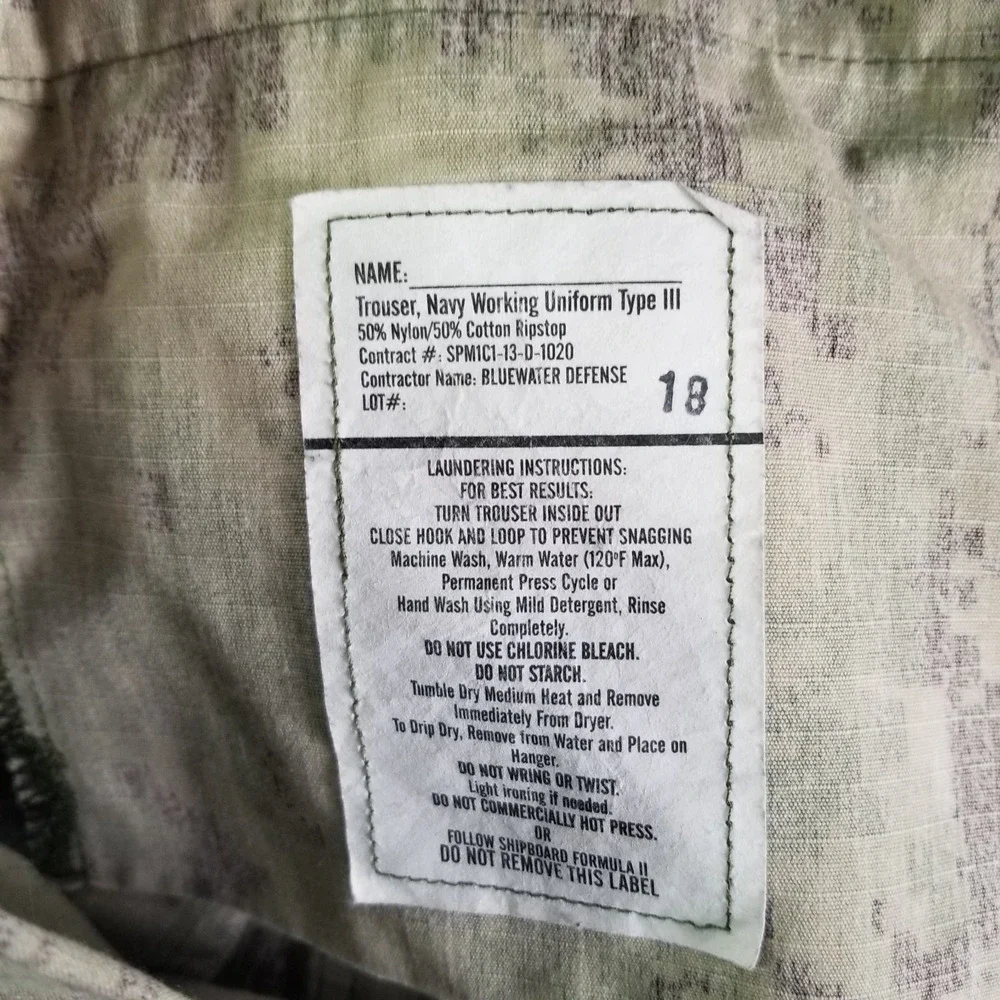 U.S. Military Pants XXL Regular NWU Type III Navy Seals Camo Cargo Trousers
